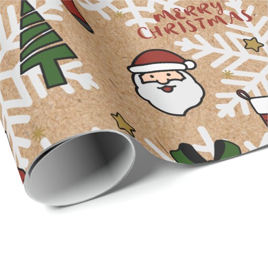 Frohe Weihnachten Weihnachten Weihnachten Kraft Br Geschenkpapier (Rolleneckpunkt)