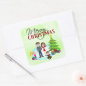 Frohe Weihnachten Weihnachten Weihnachts-Platz Sti Quadratischer Aufkleber (Umschlag)