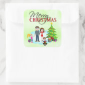 Frohe Weihnachten Weihnachten Weihnachts-Platz Sti Quadratischer Aufkleber (Tasche)