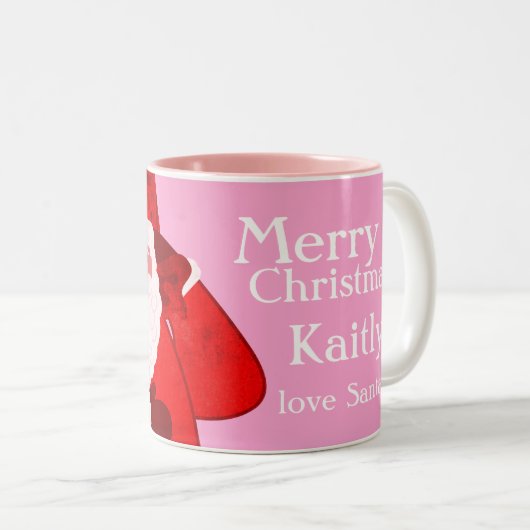 Frohe Weihnachten Weihnachten Weihnachtsgrün/Rosa  Zweifarbige Tasse (VorderseiteRechts)
