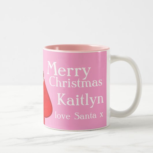 Frohe Weihnachten Weihnachten Weihnachtsgrün/Rosa  Zweifarbige Tasse (Rechts)