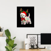 Frohe Weihnachten Weihnachten Westie Hund Reindeer Poster (Heimbüro)