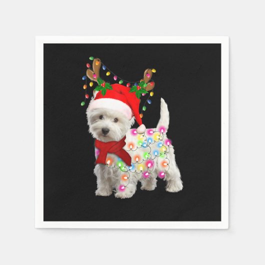 Frohe Weihnachten Weihnachten Westie Hund Reindeer Serviette (Vorderseite)