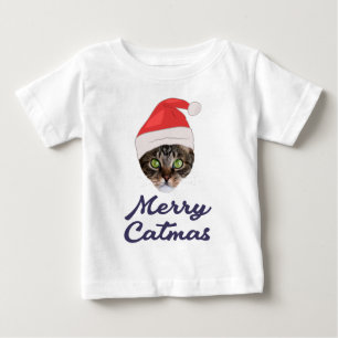 Frohe Weihnachten, Weihnachts-Katze Weihnachtsmann Baby T-shirt