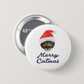 Frohe Weihnachten, Weihnachts-Katze Weihnachtsmann Button (Vorne & Hinten)