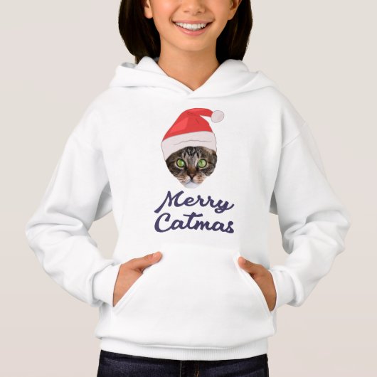 Frohe Weihnachten, Weihnachts-Katze Weihnachtsmann Hoodie (Vorderseite)