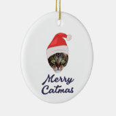 Frohe Weihnachten, Weihnachts-Katze Weihnachtsmann Keramik Ornament (Rechts)
