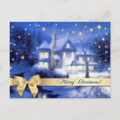 Frohe Weihnachten. Weihnachts-Snowy-Village Malere Postkarte (Vorderseite)