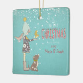 Frohe Weihnachten- Weihnachts-Weihnachtsmädchen-Hu Keramikornament (Links)