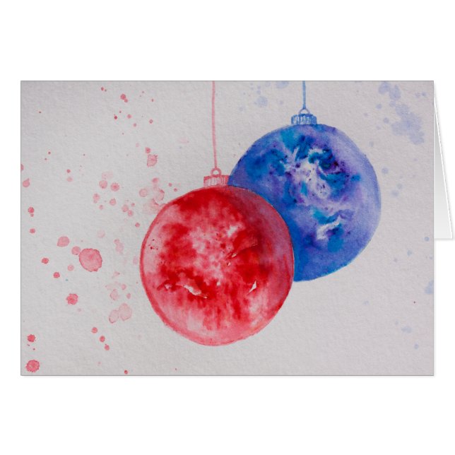 Frohe Weihnachten, Weihnachtsbällchen Aquarell (Vorderseite (Horizontal))