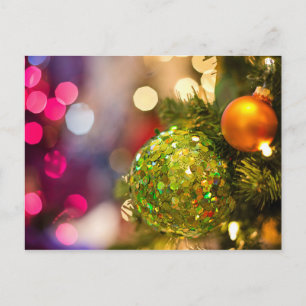 Frohe Weihnachten, Weihnachtsbällchen Glitzer Feiertagspostkarte