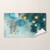 Frohe Weihnachten, Weihnachtsbälle Blau Badhandtuch Set (Handtuch)