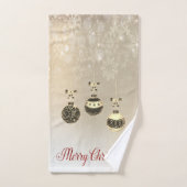 Frohe Weihnachten, Weihnachtsbälle, Schneeflocken Badhandtuch Set (Handtuch)