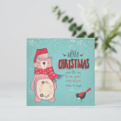 Frohe Weihnachten- Weihnachtsbär und bearbeitbarer Feiertagskarte (Stehend Vorderseite)