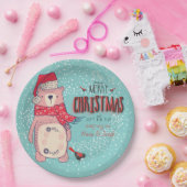 Frohe Weihnachten- Weihnachtsbär und bearbeitbarer Pappteller (Party)