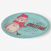 Frohe Weihnachten- Weihnachtsbär und bearbeitbarer Pappteller (Schrägansicht)