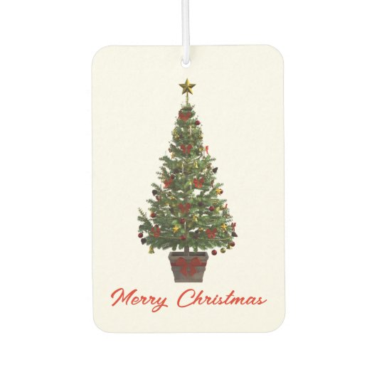 Frohe Weihnachten. Weihnachtsbaum Autolufterfrischer (Vorderseite)