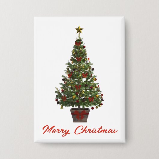 Frohe Weihnachten. Weihnachtsbaum Button (Vorderseite)