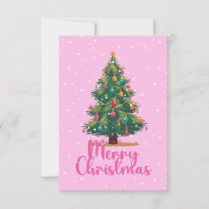 Frohe Weihnachten, Weihnachtsbaum, Feiertag, Rosa Dankeskarte