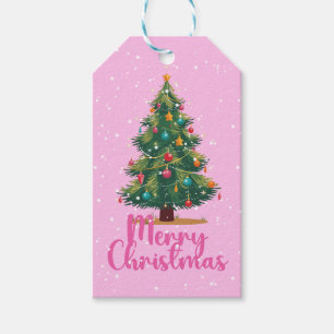 Frohe Weihnachten, Weihnachtsbaum, Feiertag, Rosa Geschenkanhänger