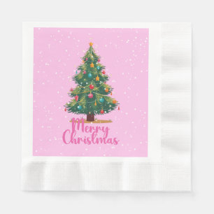 Frohe Weihnachten, Weihnachtsbaum, Feiertag, Rosa Serviette