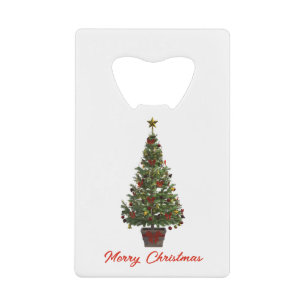 Frohe Weihnachten. Weihnachtsbaum Geldbeutel Flaschenöffner