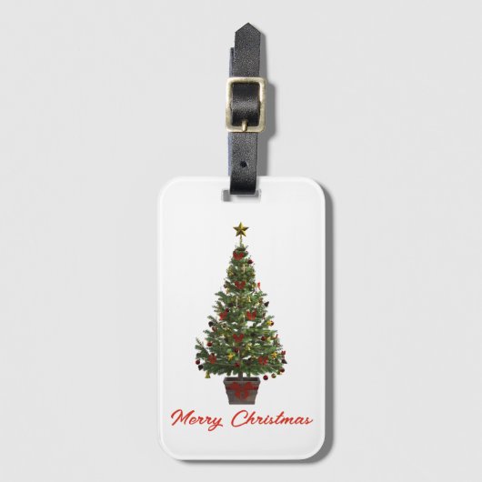 Frohe Weihnachten. Weihnachtsbaum Gepäckanhänger (Vorderseite Vertikal)