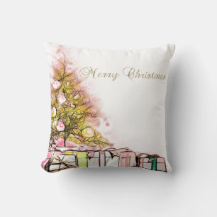 Frohe Weihnachten, Weihnachtsbaum Geschenke Kissen