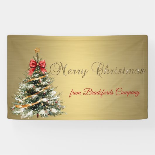 Frohe Weihnachten, Weihnachtsbaum, Gold Banner (Horizontal)