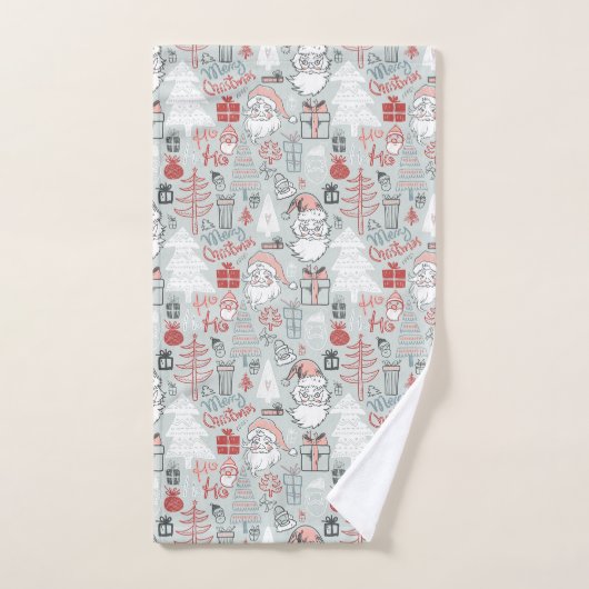 Frohe Weihnachten Weihnachtsbaum handGezeichnet Mu Badhandtuch Set (Handtuch)