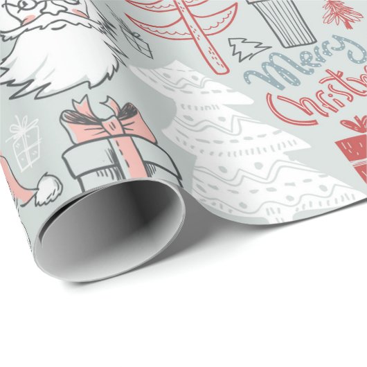 Frohe Weihnachten Weihnachtsbaum handGezeichnet Mu Geschenkpapier (Rolleneckpunkt)