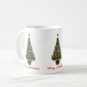Frohe Weihnachten. Weihnachtsbaum Kaffeetasse (Vorderseite Links)