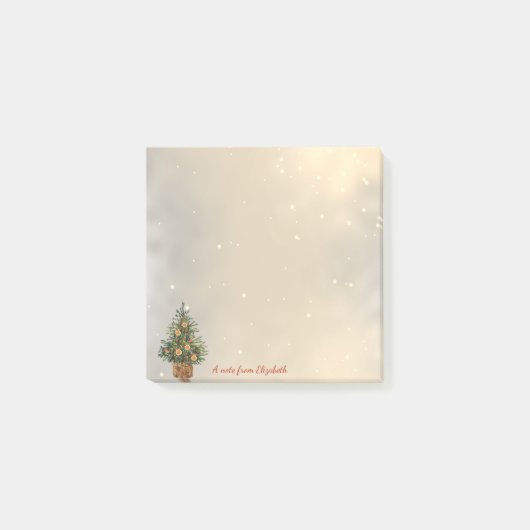 Frohe Weihnachten, Weihnachtsbaum Orange Post-it Klebezettel (Vorderseite)