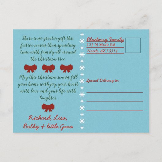 Frohe Weihnachten - Weihnachtsbaum Postkarte (Rückseite)