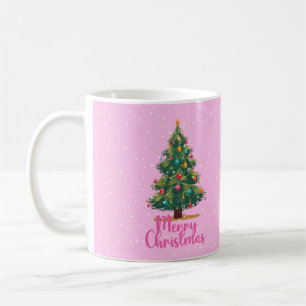 Frohe Weihnachten, Weihnachtsbaum, Rosa, Feiertag Kaffeetasse