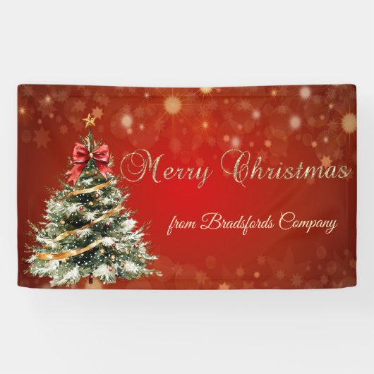 Frohe Weihnachten, Weihnachtsbaum, Rot Banner (Horizontal)