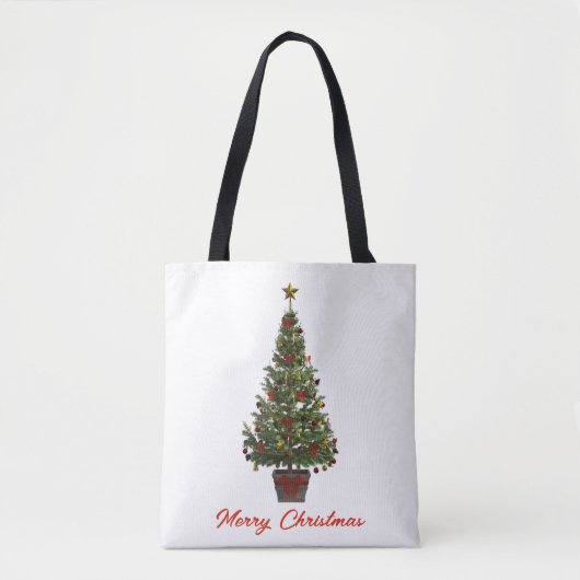 Frohe Weihnachten. Weihnachtsbaum Tasche (Vorderseite)