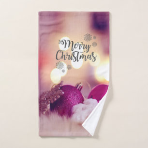 Frohe Weihnachten, Weihnachtsbaumkugeln Badhandtuch Set