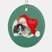 Frohe Weihnachten Weihnachtsbaumschmuck Französisc Keramik Ornament (Links)