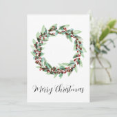 Frohe Weihnachten, Weihnachtsbeeren Kranz Feiertagskarte (Stehend Vorderseite)