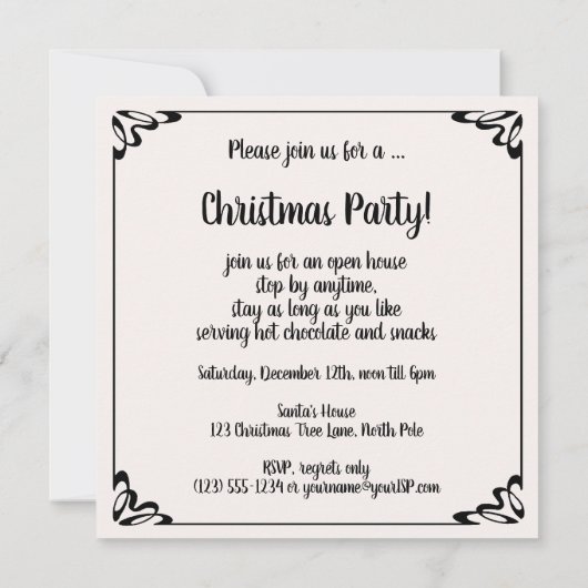 Frohe Weihnachten, Weihnachtsfest im Party Einladung (Rückseite)