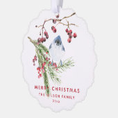 Frohe Weihnachten - Weihnachtsgrün w Bird Ornament Karte (Links)