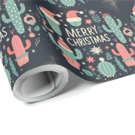 Frohe Weihnachten Weihnachtskaktus Geschenkpapier