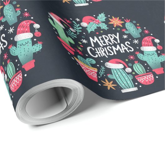 Frohe Weihnachten-Weihnachtskaktus-Pflanze Geschenkpapier (Rolleneckpunkt)
