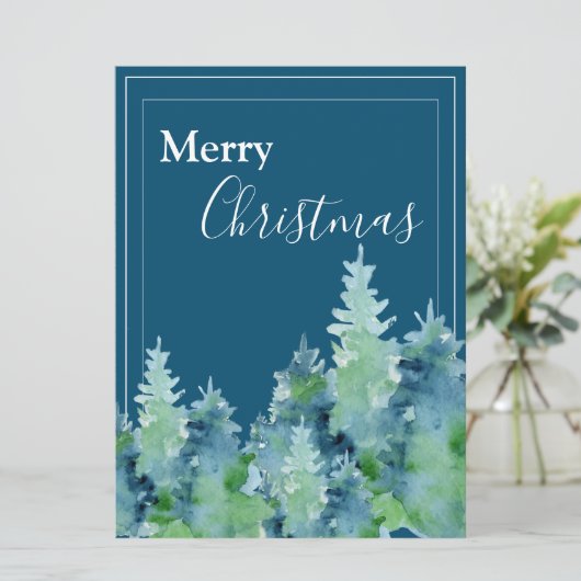Frohe Weihnachten Weihnachtskarte Pine Trees Holid (Stehend Vorderseite)