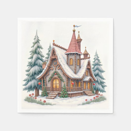 Frohe Weihnachten! Weihnachtskarte. Weihnachtslied Serviette (Vorderseite)
