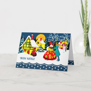 Frohe Weihnachten. Weihnachtskarten auf Italienisc Feiertagskarte