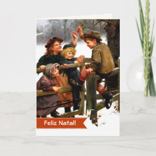 Frohe Weihnachten. Weihnachtskarten auf Portugiesi Feiertagskarte