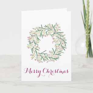 Frohe Weihnachten, Weihnachtskranz in Aquarellen Feiertagskarte