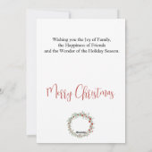 Frohe Weihnachten, Weihnachtskranz in Aquarellen Feiertagskarte (Rückseite)